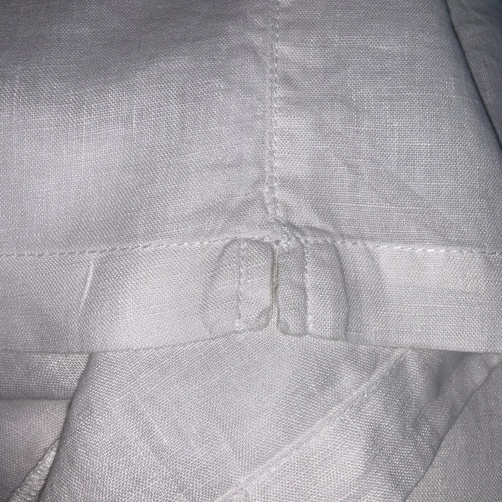 Cynthia Rowley 100% Linen Wide Leg White Capri Xl Split Hem Front/Back Pockets - Picture 5 of 7